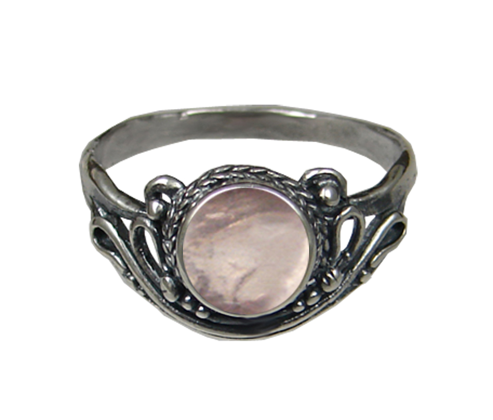 Sterling Silver Ring with Rose Quartz Size 6